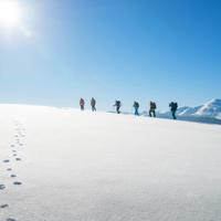 Winter mountain hiking